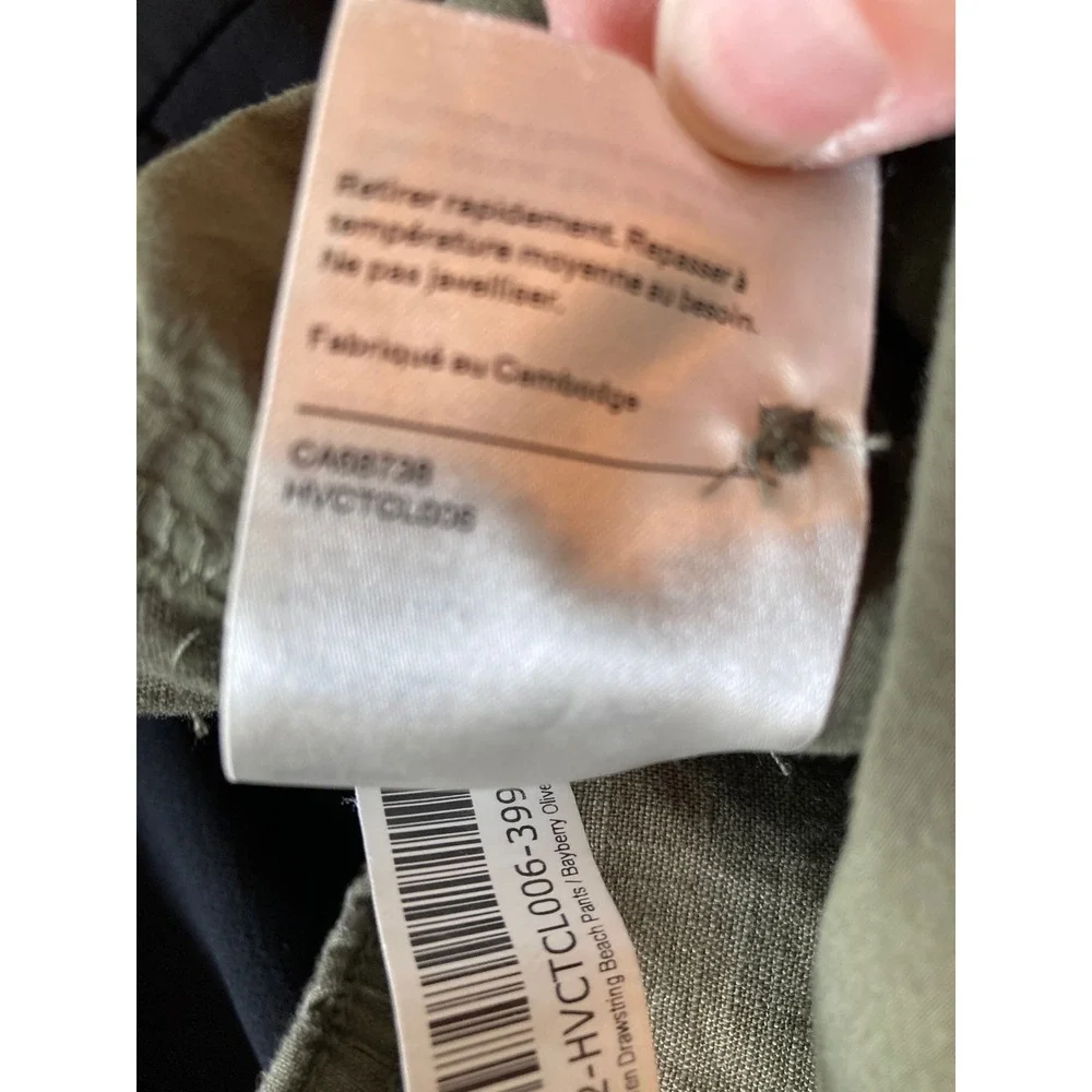 Quince Womens 100% Linen Drawstring Beach Pants Bayberry Olive Green XL